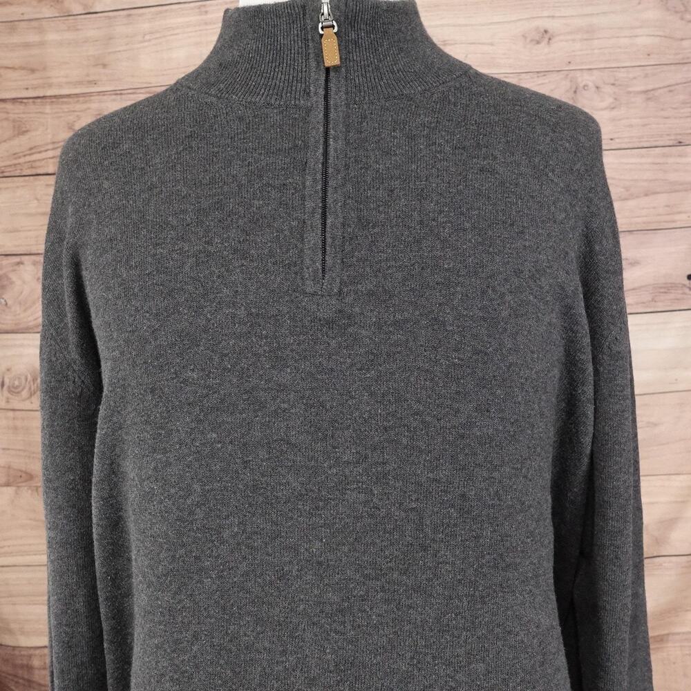 Roundtree & Yorke Sweater‎ Mens XL Gray Half Zip Mock Neck Pullover Cotton Blend